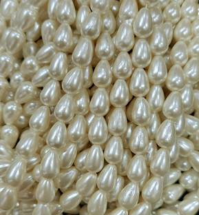 The Unique ® 10mm Drop Shape Off White Colour Moti Pearl Beads for Craft, Decoration, Jewellery Making, DIY Kit, Aari / Maggam Embroidery Toran Work Pack of 245pcs