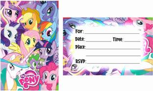 Balloonistics Little Pony Theme Invitations Cards with Envelopes for Birthday Party Kids Birthday Party Invitations for Boys and Girls Pack of 10 Invitation Card