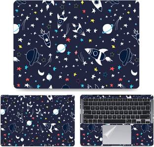 dzazner Fullbody 4 in 1 Precision Cut Laptop Skin Wrap (Top, Bottom, Around Keyboard, Trackpad Protector) Decal Vinyl Sticker Compatible for MacBook Air 13 Inch M1 2020, Model A2337 - Space Objects Self Adhesive Vinyl Laptop Skin Compatible for 13 inch