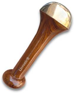 Livronic kansa wand face Body FootMassager With Wooden Handle Ayurvedic Benefits of Alloy Metal Massage For Detoxification And Deep Relaxation (4.5 Inch Natural, (small)