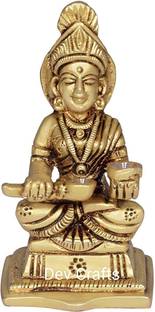 Idolsplace Brass Annapurna Devi Idol Statue of Hindu Goddess Annapurni Maa Goddess of Food with Fine Carving Work Art 500gms Decorative Showpiece  -  11 cm