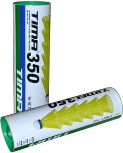 TIMA Badminton Nylon Shuttlecock Volant Nylon T-350 CP Pack of 12 Nylon Shuttle  - Green