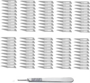 Agarwals Carbon Steel Surgical Scalpel Blades 100 Pcs With 1 Stainless Steel Handle Surgical Scalpel