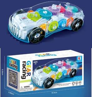 Galactic 3D Transparent Gear Racing Car Toy for Kids with Gear Simulation Mechanical Car Technology w/d Sound & Light Toys for Kids Boys & Girls