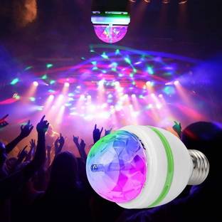Nirvaana 360 Degree LED Crystal Golden Rotating Bulb Magic Disco Light For Party/Home Single Disco Ball