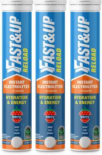 FAST&UP Reload for Energy & Hydration Sports Drink, Berry, 20 Tablets (Pack of 3) Hydration Drink