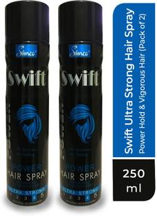 Simco Swift Ultra Strong Power Hair Spray (Combo Pack of 2, 250ml each) | No Flacking, No Stickiness, Strong Hold | Best Hair Spray for Men & Women Hair Spray