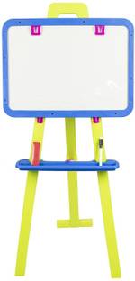 ITOYS Easel White Black Board for Kids with Stand to Write Magnetic Board for Kids Learning 8 in 1 Multipurpose for Drawing Writing Painting