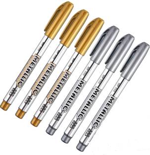 FRKB 3pc Gold & 3pc Silver Metallic Permanent Pens