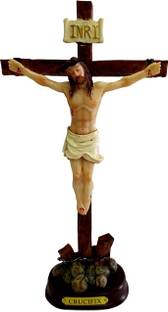 Divine Creations Christian Jesus Christ Crucifix Statue for Altar Decorative Showpiece  -  16 cm
