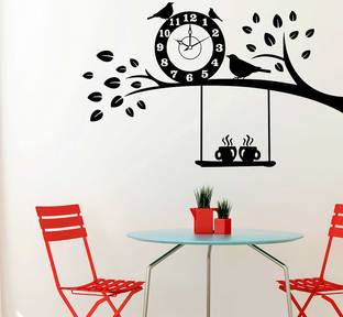 Wollfill 45 cm Birds and Clock Home Design Decorative wallsticker Self Adhesive Sticker