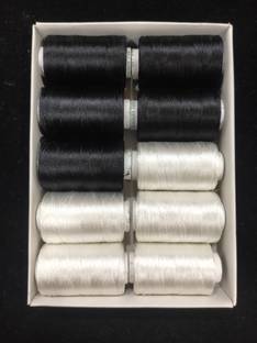 The Unique High Quality Silk Thread Black & White Combo Set Of 10pcs For Jewellery Making , Bangle Jhumka Making, Aari / Maggam Embroidery Blouse Work Thread