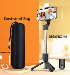 BUFONA BFNA-R1S New Bluetooth Selfie Stick Tripod With attached Beauty Fill Light +Dustproof Bag +Wireless Bluetooth Detachable Remote control, 360°Rotation, Selfie Stick And Stand R1S With Flash Light And Remote Control Selfie Stick Extendable Stick Mini Tripod With Detachable Remote For Smart Selfie Phone Holder Camera Flash Brackets Best Use For Make Videos Compatible With Mobiles Video Stand In Gimbal Stabilizer, |In Mobile Holder For Hand| Stand For Online Classes Selfie Sticks & Monopods Tripod, Monopod, Monopod Kit, Tripod Ball Head, Tripod Bracket, Tripod Clamp, Tripod Kit