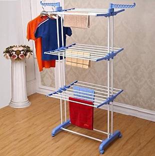 Best 4U Steel Floor Cloth Dryer Stand Premium Quality 3 layer Clothes Rack Hanger