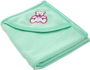 BABY ZONE Solid Single Hooded Baby Blanket for  AC Room
