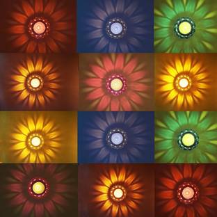 Ascension 12 Reflection & Reusable Flower Diya Deepak Colourful Reflection Sairam Sai Diya Plastic Tealight Holder