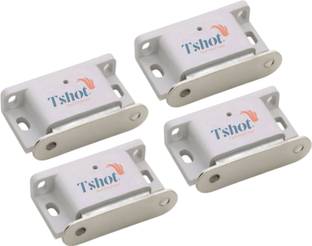 Tshot Door Magnet Catcher, Door Mounted, Door Stopper Magnet For Cabinet, Cupboard, Wardrobe, Kitchen, Bathroom Office / Door Closer Magnet (White, Silver) (Pack Of 4) Magnet Door Catcher (Pack Of 4) Door Mounted Door Stopper