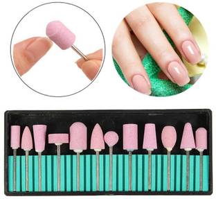 uptodateprouducts 12pcs Ceramic Nail Art Grinding Drill Cone Bits File Set Manicure Pedicure Drill Bit Kit Grinding Drill Cone Bits