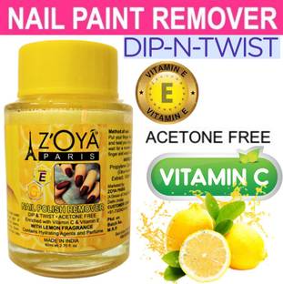 ZOYA PARIS Premium QUALITY Dip & Twist Instant Nail Paint Remover With LEMON Fragrance: - Enriched with Vitamin C or Vitamin E. Contains Hydrating Agents & Perfume.( PACK OF 1 ).