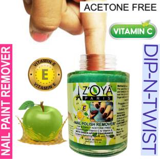 ZOYA PARIS New Advance or Premium -Instant Nail Paint Remover! Dip & Twist! With GREEN APPLE Fragrance: - Acetone Free, Enriched with Vitamin E or Vitamin C. Contains Hydrating Agents & Perfume.( Pack of 1 ).
