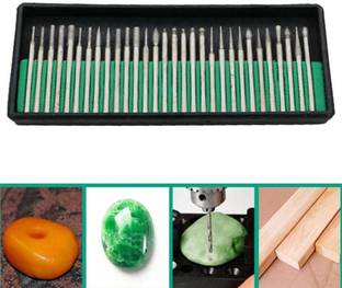 uptodateprouducts 30pcs 3mm Mini Drill Bits Diamond Grinding Heads Burr File Rotary Tool Jade Carving Drill Bit Wood Stone Engraving Tools Diamond Grinding Heads Burr File Rotary Tool Rotary Bit Set