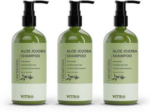 Vitro Naturals Aloe Jojoba Shampoo|For Anti hairfall|Soft and shiny hair|Paraben Free|250 mlx3
