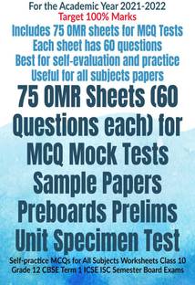 75 OMR Sheets (60 Questions each) for MCQ Mock Tests Sample Papers Preboards Prelims Unit Specimen Test