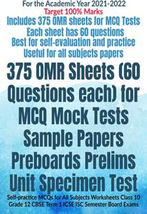 375 OMR Sheets (60 Questions each) for MCQ Mock Tests Sample Papers Preboards Prelims Unit Specimen Test