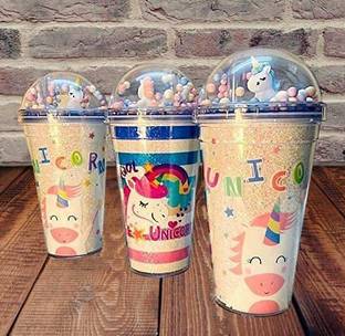 Kp Enterprise unicorn frosty mason sipper glass with straw for all kinds of drinks (650ml)- Multi color Glass Water/Juice Glass