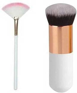 VARFAX Women's Wooden Fan Brush For Face Makeup Highlighter With Foundation Brush