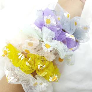 ASG 5 Pcs Soft & Smooth Elastic Net Hair Ties Scrunchies for Girls & Women - Multicolor Rubber Band