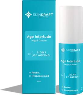 Skinkraft Age Interlude Night Cream for Signs of Ageing - For All Skin Types - Supports Cell Production - Boosts Skin Elasticity - Night Cream For Ageing Skin - Reduces Signs Of Ageing - For Fine Lines & Sagging Skin - Dermatologist Approved - 30ml