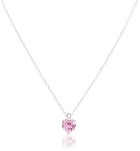 arts on way 925 Sterling Silver Chain with Beautiful Large Single Heart Shape Pink Cubic Zirconia (American Diamond) Stone Pendant for Women/Girls Cubic Zirconia Sterling Silver Chain