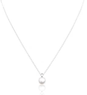 arts on way 925 Sterling Silver Chain with Big White Round Real Pearl Pendant Necklace for Girls/Women Pearl Sterling Silver Chain
