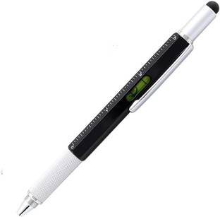 Vinayakart Metal Multi tool Pen 6-in-1 Stylus , Ballpoint Pen, Ruler, Level, Screwdriver(Phillips screwdriver and Flathead Bit Slotted screwdriver) Multi-function Pen