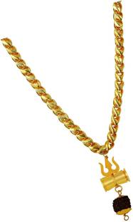 PRIYANSHU INDUSTRIES Loard Shiv Vinaashkari Shakti Kavach 5 Mukhi Chamtkaari Pendant with Golden New Chain for men & boys, Jewelry Gift for Him, Boy, Men, Father, Brother, Boyfriend, Party Wear Gold-plated Beads Alloy, Brass Pendant