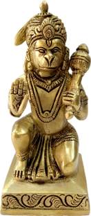 Kalarambh Brass Sitting Hanuman Idol Murti for Home office Collectible Handicraft Art Decorative Showpiece  -  12.7 cm
