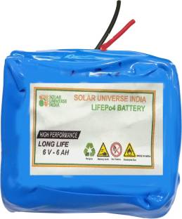 SOLAR UNIVERSE INDIA 6.4V-6ah LiFePo4 Battery with BMS Lithium Solar Battery