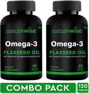 Naturewise Cold Pressed Organic Flax Seeds Oil Capsules 1000mg with Omega 3