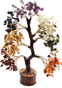 ShailputriMart Seven Chakra Gemstone Tree Handmade Bonsai Money Good Luck Reiki Healing Spiritual Gift For Friend Home Décor Wealth Prosperity Crystals And Gemstones Chakras Stones 10-12 inch Bonsai Artificial Plant