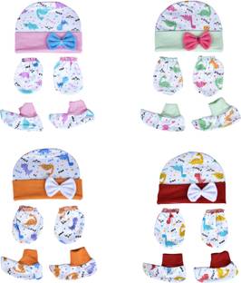 Honey Boo Supersoft cotton Booty, Mitten and Cap combo for new born baby boy and baby girl