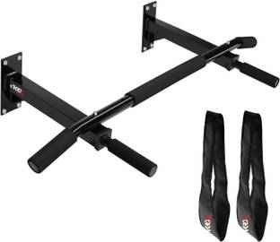KRX Wall Mounting With Solid One Piece Construction Bar + Ab Straps Chin-up Bar