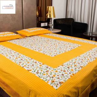CLOTHOLOGY Cotton Double Flat 144 TC Jaipuri Prints Bedsheet