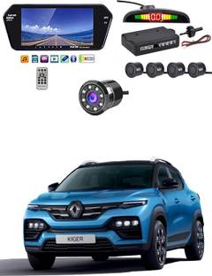 MATIES 7 Inch 16:9 TFT LED Car Rearview Monitor Mirror with Touch Button With Black Parking Sensor & Camera For Kiger Universal For All Models Car Stereo