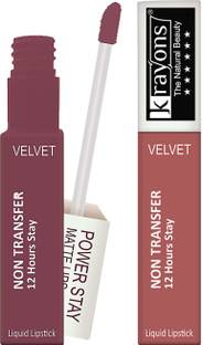 KRAYONS Power Stay Liquid Lipstick 8ml,Combo(Pack of 2)