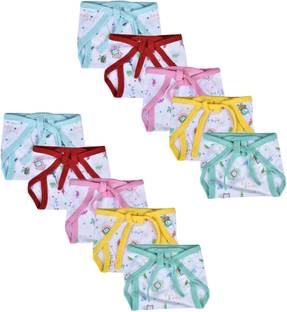 Honey Boo New Born Washable Reusable Hosiery Cotton Diapers, 0-6 Months ( PACK OF 10 )