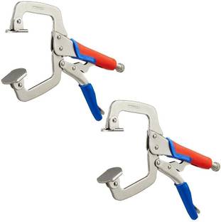 uptodatetools C-Clamp Face Clamp Locking Plier with Larger Adjustable Flat Swivel Pads, For Woodworking, Pocket Hole, Welding Circlip Plier
