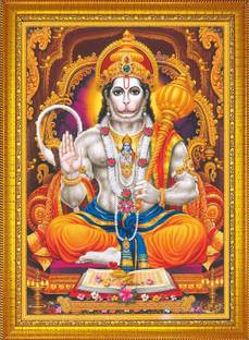 CRAFTSCORNER HANUMAN JI GOLDEN PHOTO Religious Frame
