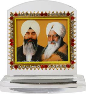 Bismaadh Religious Designer Swarovski Showpiece Figurine for Car Dashboard, Home & Office Décor- Made of Heavy Acrylic (Radha Soami) Decorative Showpiece  -  10 cm