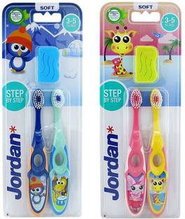 Jordan step by step 3-5 years Pack of 4 (Color May Vary) Soft Toothbrush